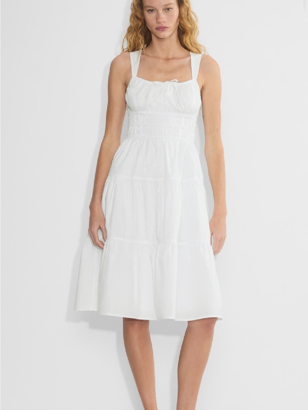 Aritzia Poplin Smocked Midi Dress
